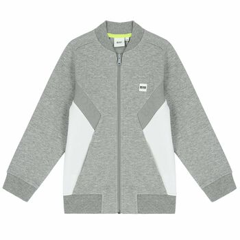 Boys Grey & White Zip Up Top