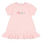 Younger Girls Pink Embroidered Logo Dress, 1, hi-res