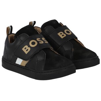 Boys Black Logo Trainers