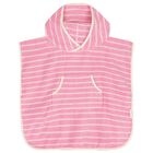 Girls Pink & Ivory Striped Hooded Poncho Towel, 1, hi-res