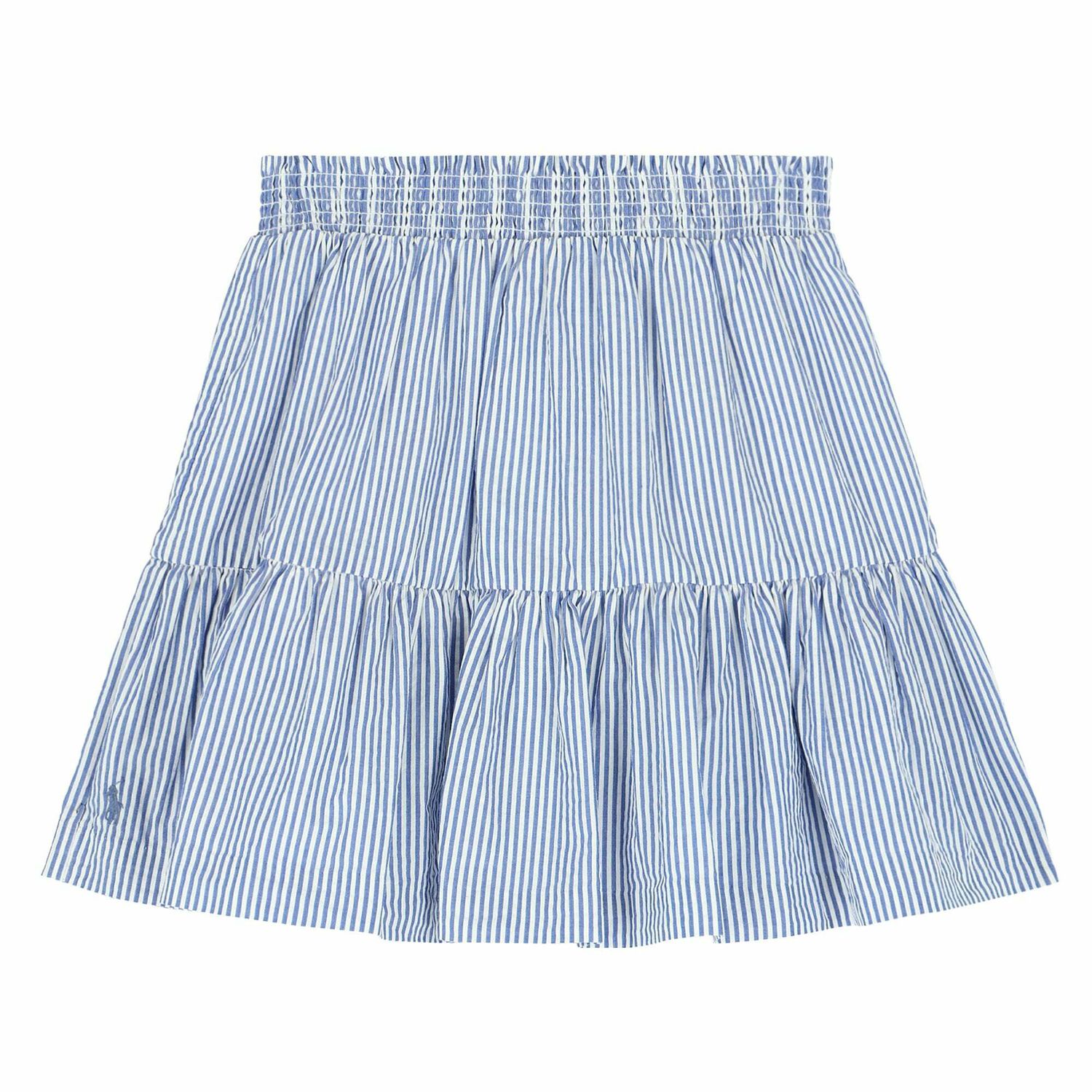 Girls White & Blue Striped Skirt, 2, hi-res