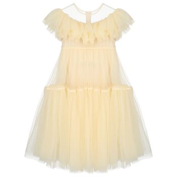 Girls Beige Tulle Dress