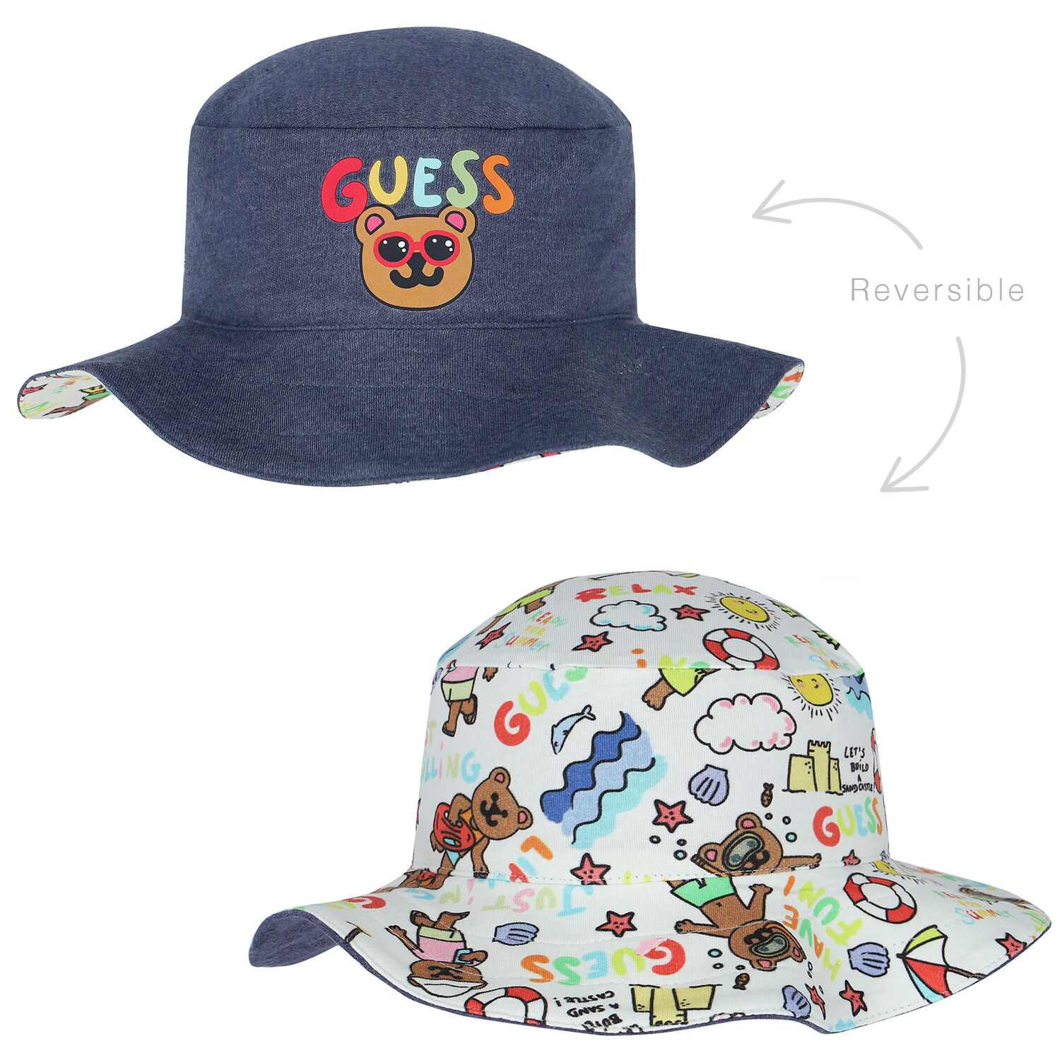 Blue & White Reversible Logo Hat, 1, hi-res