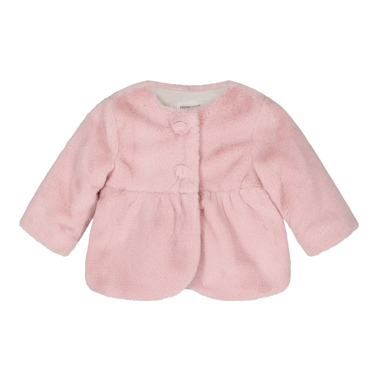 Baby Girls Pink Faux Fur Peplum Coat, 1, hi-res