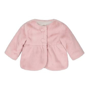 Baby Girls Pink Faux Fur Peplum Coat