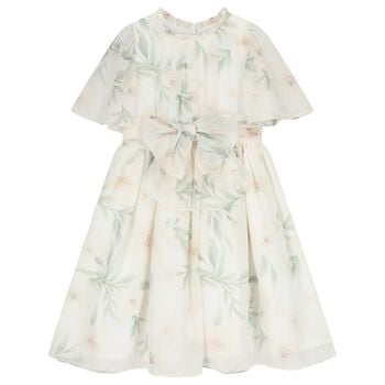 Girls Ivory Chiffon Floral Dress