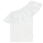 Girls White One Shoulder Top, 2, hi-res