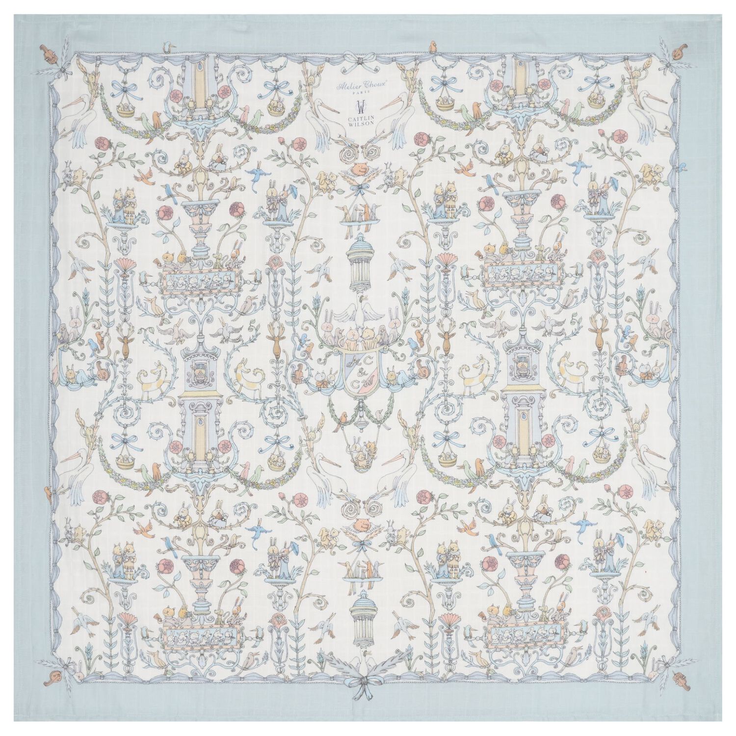 طقم هدايا لفافة ومريلة للأولاد تويل دى جوى باللون الابيض والازرق , 1, hi-res