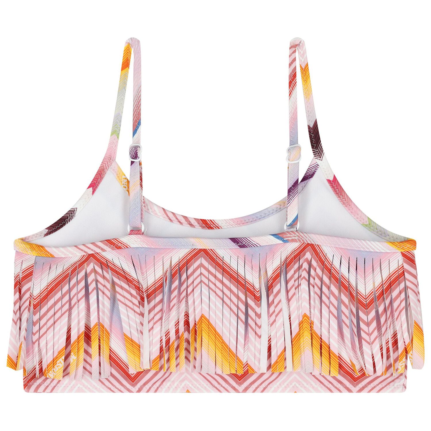 Girls Pink Logo Zig Zag Fringed Bikini, 1, hi-res