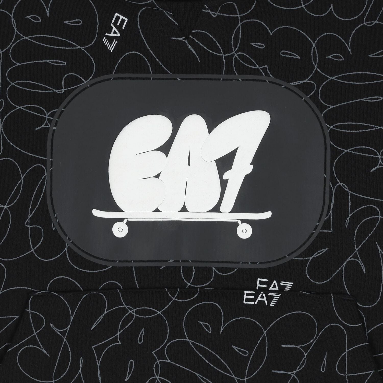 Boys Black Logo Hooded Top, 1, hi-res