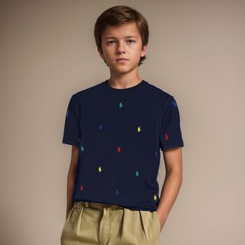 Boys Navy Blue Logo T-Shirt