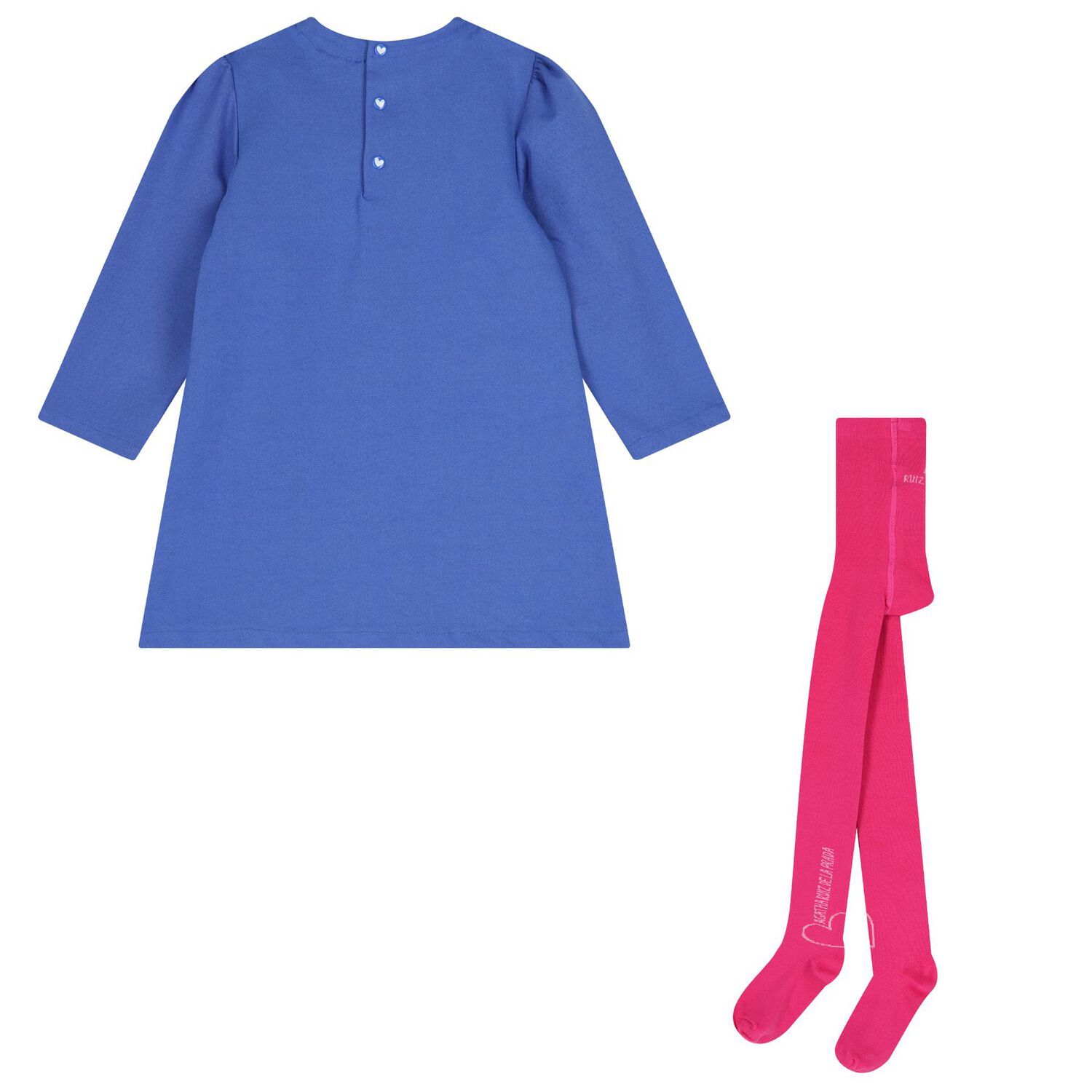 Girls Blue & Pink Bow Dress Set, 1, hi-res image number null