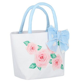 Girls White & Blue Roses Handbag