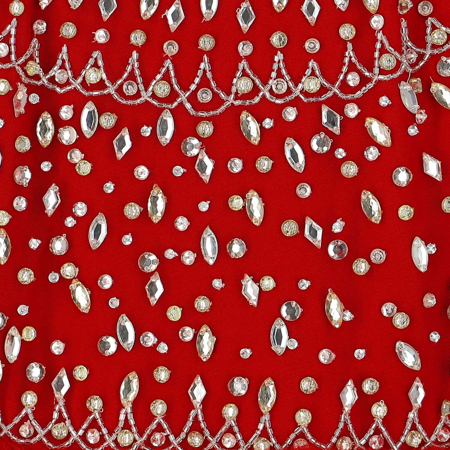 Girls Red Embellished Tulle Dress, 1, hi-res