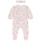 Baby Girls White & Pink Floral Babygrow Set, 1, hi-res