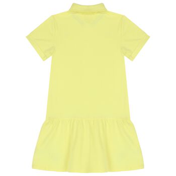 فستان بنات بولو بالشعار باللون الأصفر