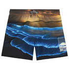 Boys Blue & Black Ocean Swim Shorts, 4, hi-res