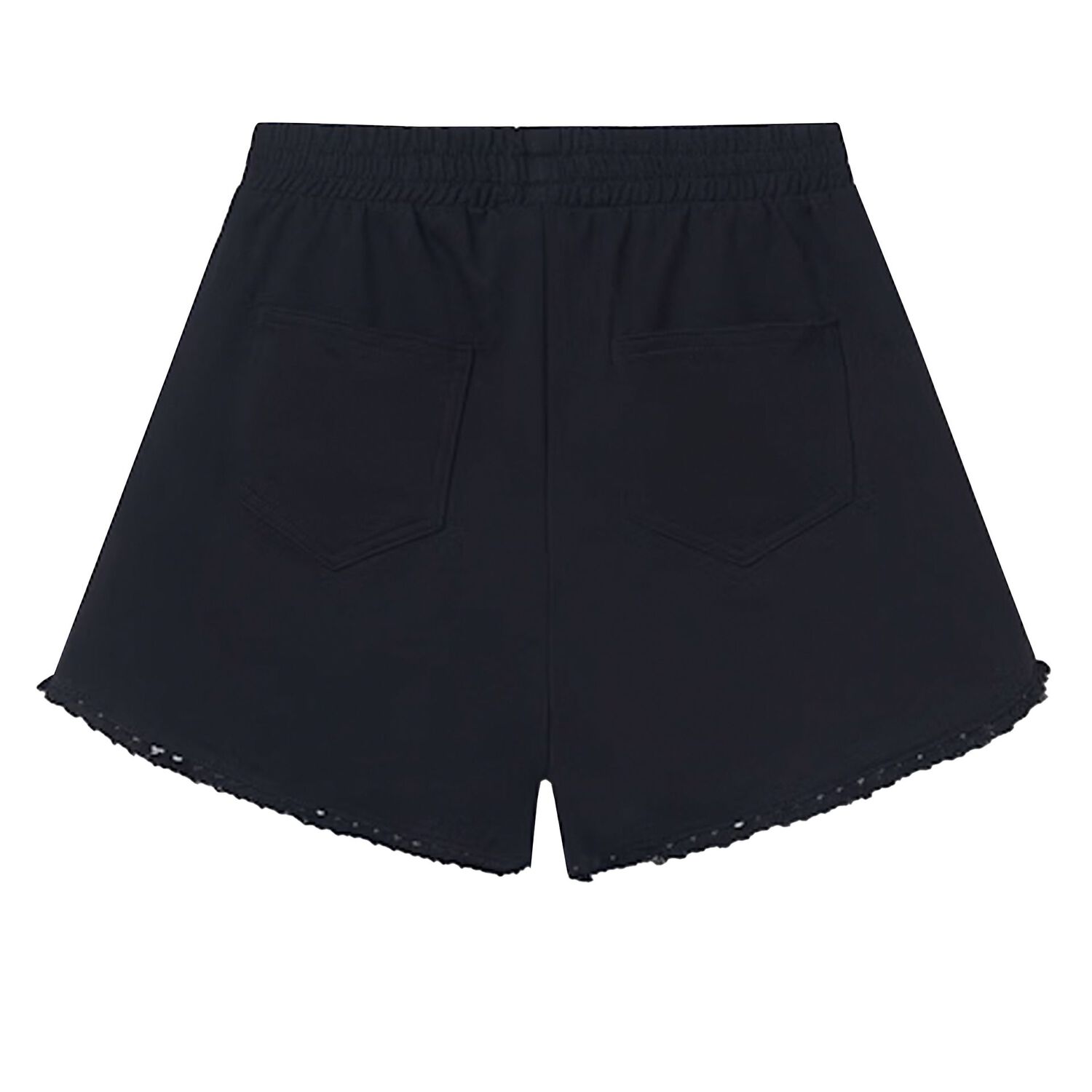 Girls Black Fringe Shorts, 3, hi-res