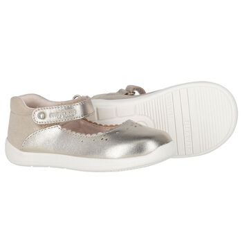 Younger Girls Gold Faux Leather Shoes