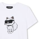 Girls White Reversible Sequin Choupette T-Shirt, 1, hi-res