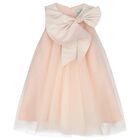 Girls Pink Glittery Bow Tulle Dress, 1, hi-res