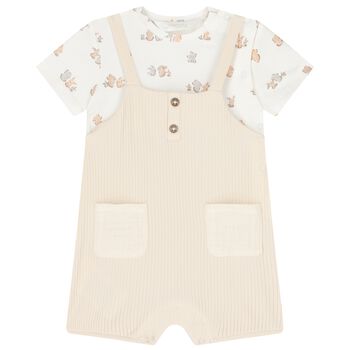 Beige & Ivory Baby Bunny Romper
