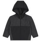 Boys Grey & Black Logo Hooded Zip Up Top, 1, hi-res