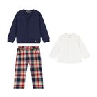 Baby Boys Multi-Coloured Check Trouser Set ( 3 Piece ), 1, hi-res