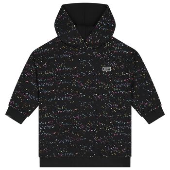 Girls Black Starlight Logo Hooded Dress