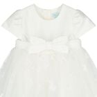 Younger Girls White Bow Tulle Dress, 1, hi-res