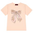Girls Pink Bow T-Shirt, 2, hi-res