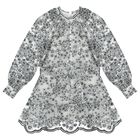 Girls White & Black Embroidered Floral Dress, 1, hi-res