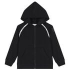 Black Logo Hooded Zip Up Top, 1, hi-res