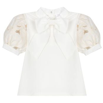 Girls White Bow Blouse