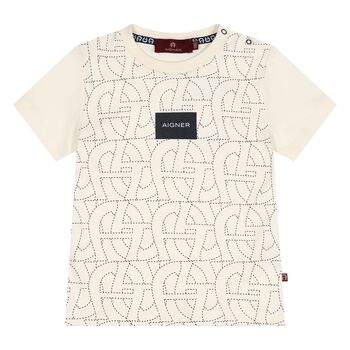 Younger Boys Beige Logo T-Shirt