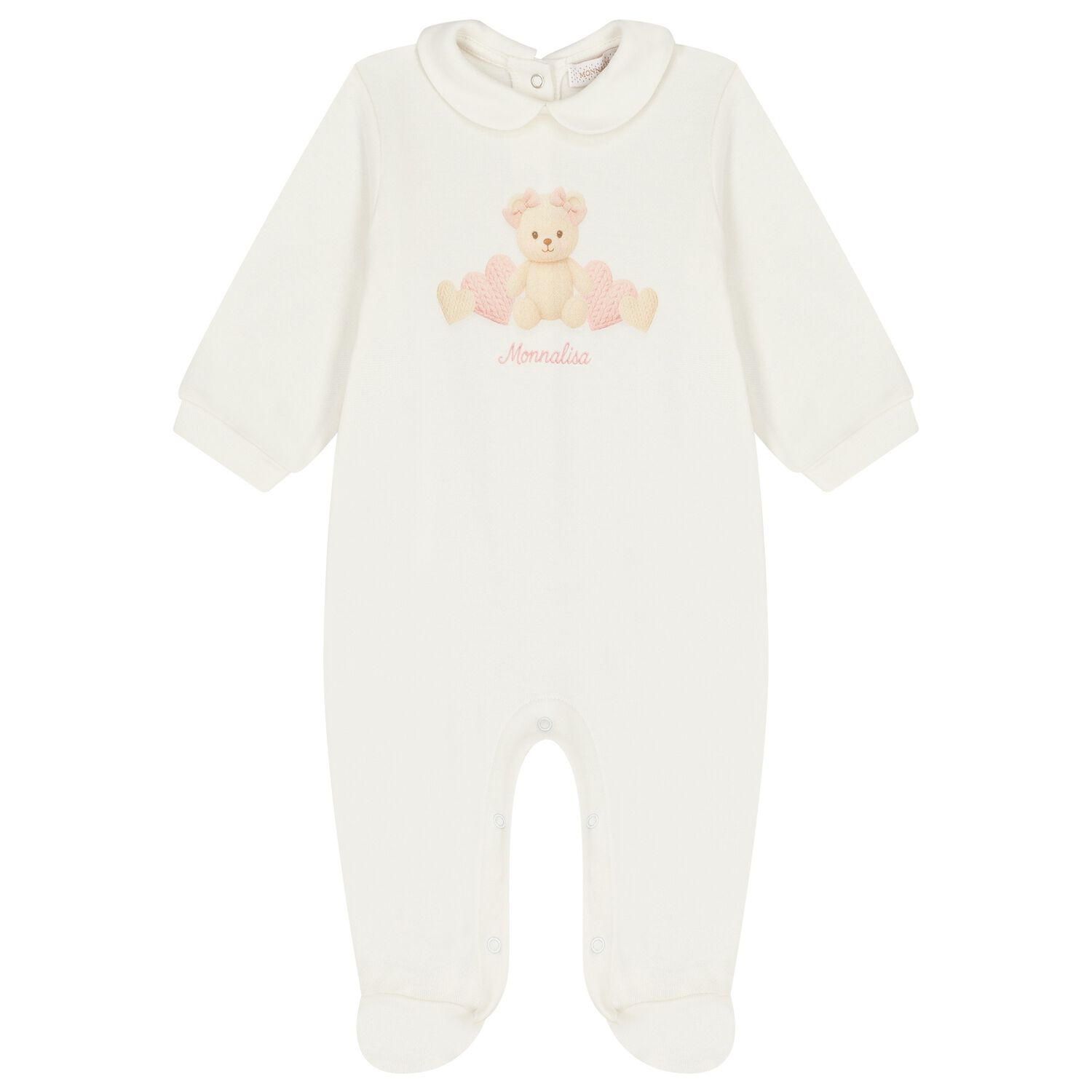Baby Girls Ivory Teddy Bear Babygrow, 1, hi-res