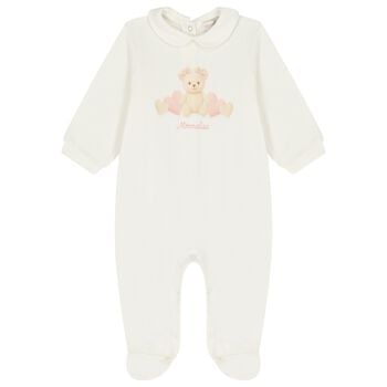 Baby Girls Ivory Teddy Bear Babygrow
