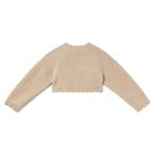 Younger Girls Beige Knitted Cardigan, 1, hi-res