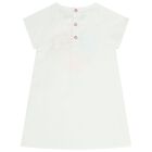 Girls White Flower Applique Dress, 1, hi-res