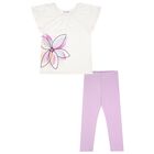 Girls White & Lilac Leggings Set, 1, hi-res