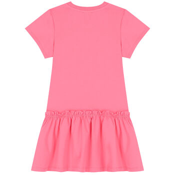 فستان بنات بشعار تيدى باللون الوردى