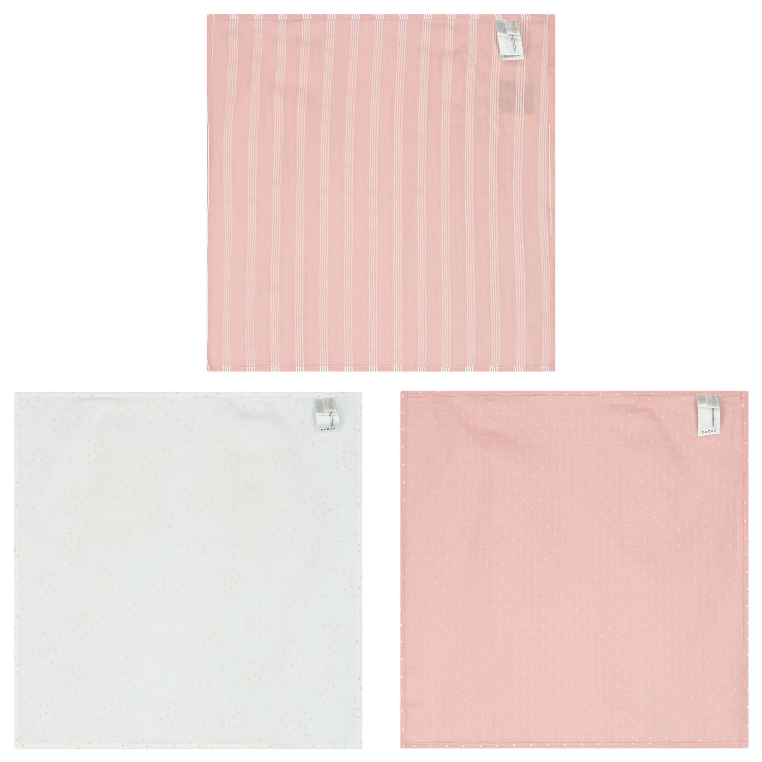 White & Pink Muslin Set ( 3-Pack ), 3, hi-res image number null