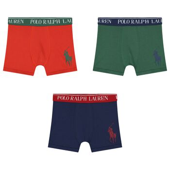 Boys Green, Orange & Green Logo Boxer Shorts ( 3-Pack )