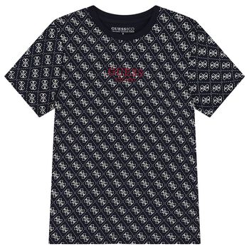 Guess Boys Navy Blue Logo T-Shirt, 2 Boys Navy Blue Logo T-Shirt