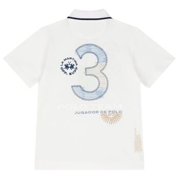 Boys White Logo Polo Shirt