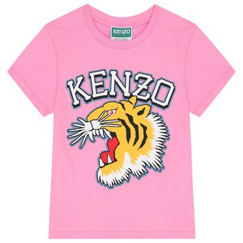 Girls Pink Varsity Tiger T-Shirt
