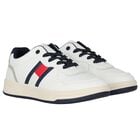Boys White Logo Trainers, 1, hi-res