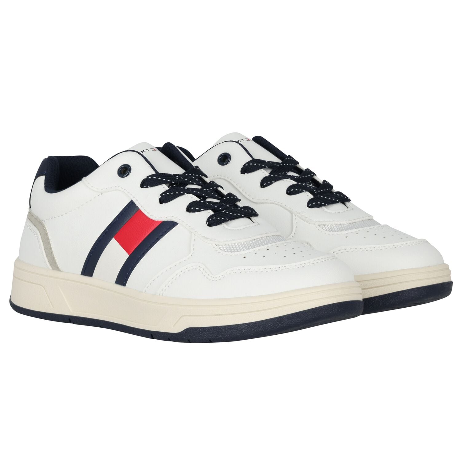 Boys White Logo Trainers, 1, hi-res