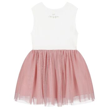 Girls Ivory & Pink Tulle Dress