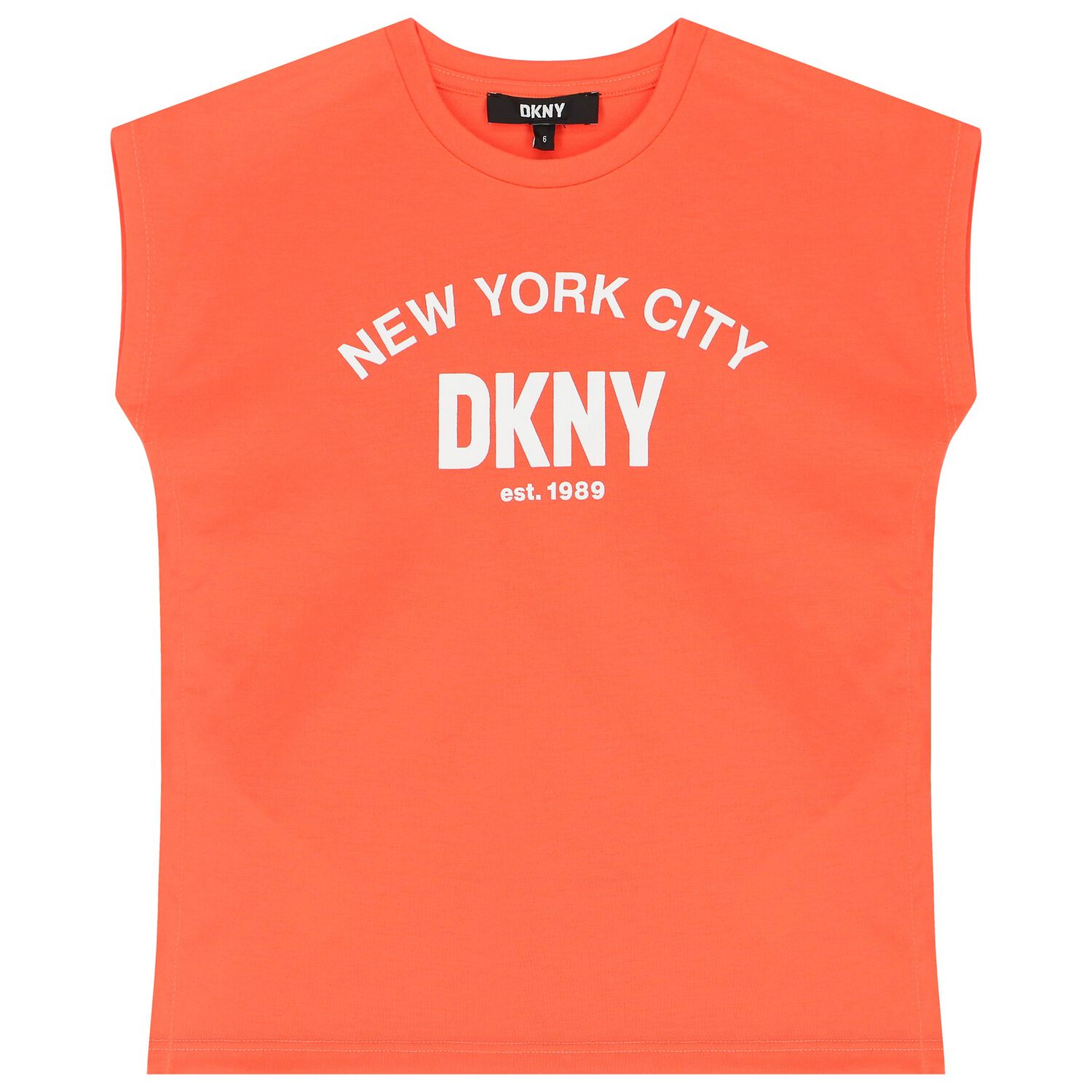 Girls Neon Orange Logo Top, 2, hi-res